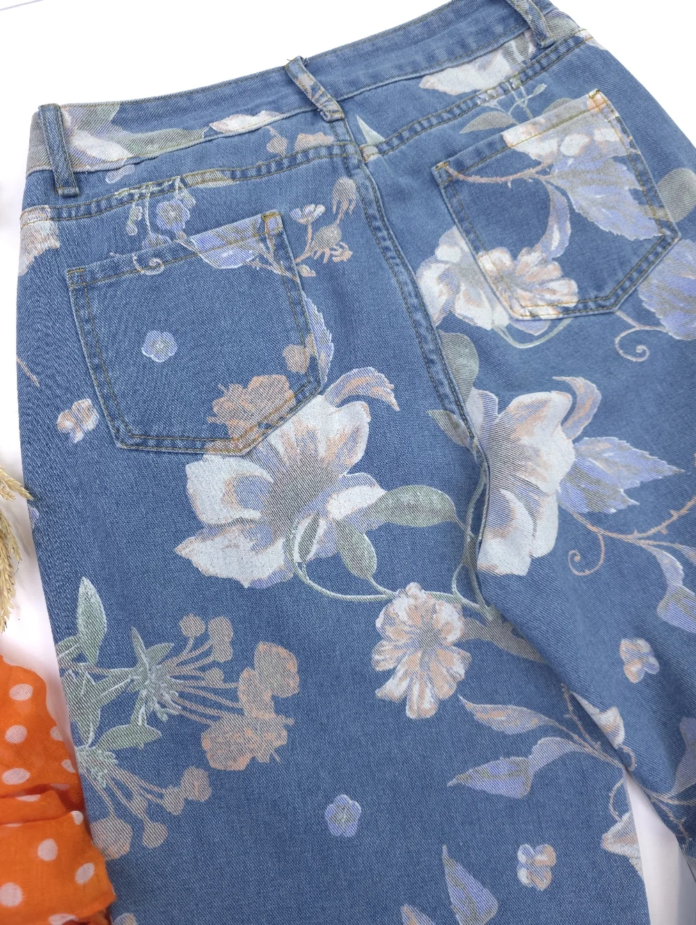Floral Print Blue Women's Jeans Sz S - Picture 10 of 12